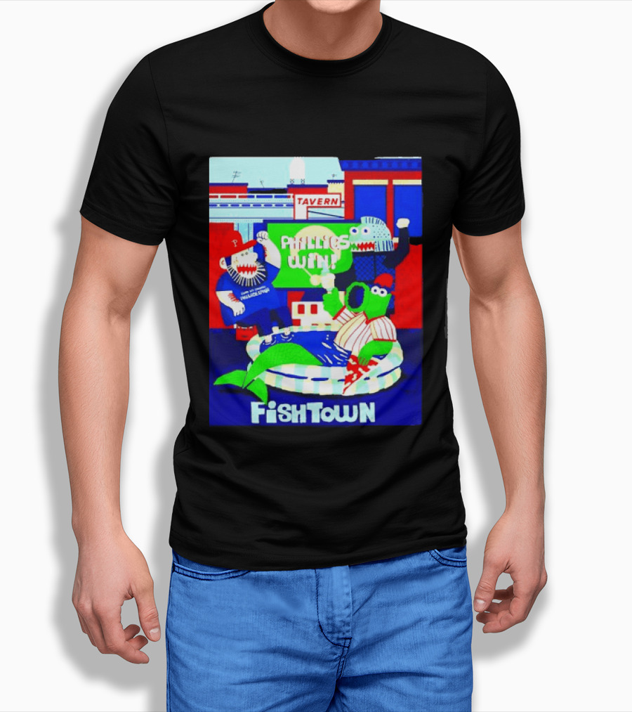 Phillies Win City Of Neighborhoods Fishtown Phillies Phanatic Tavern Scene T-Shirt