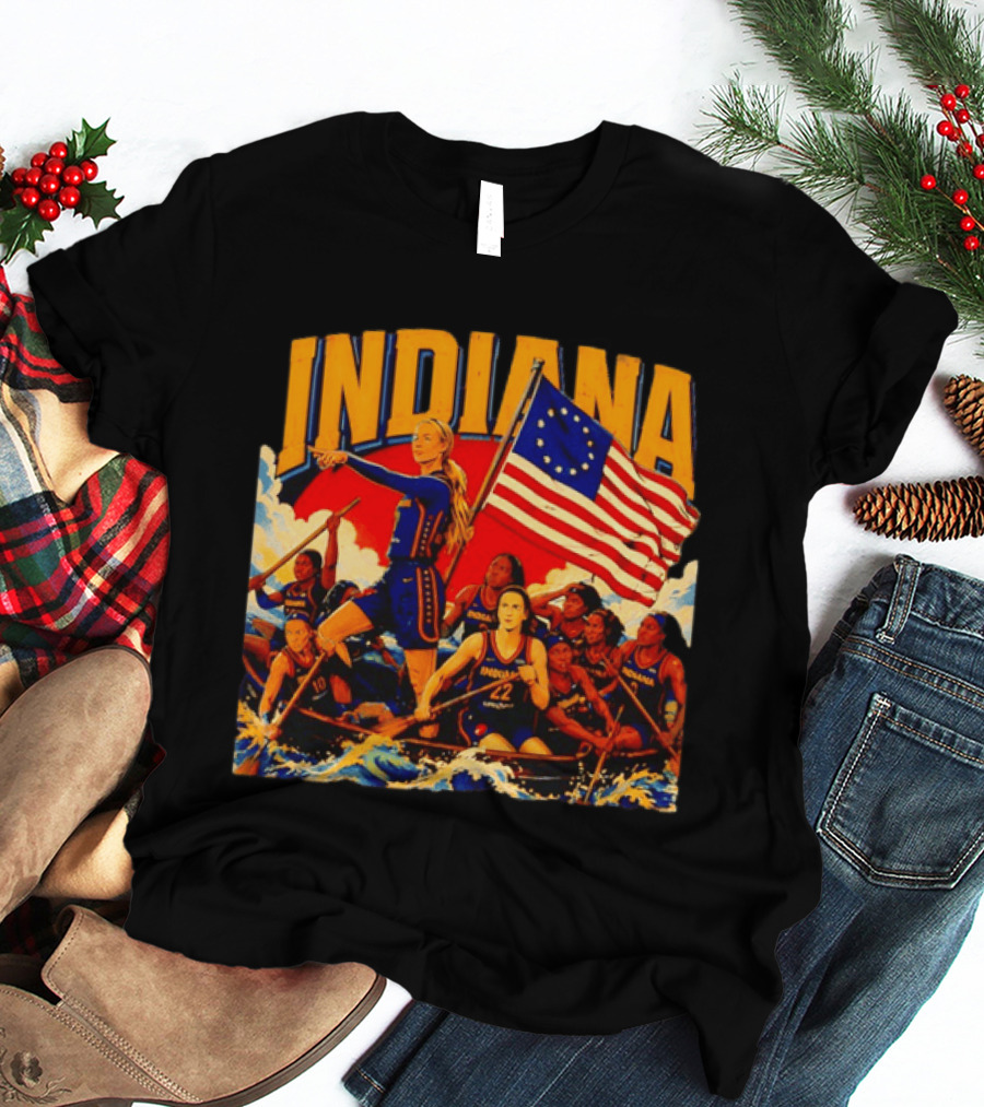Indiana Basketball Team Sophie Cunningham Crossing The Delaware Flag T-Shirt