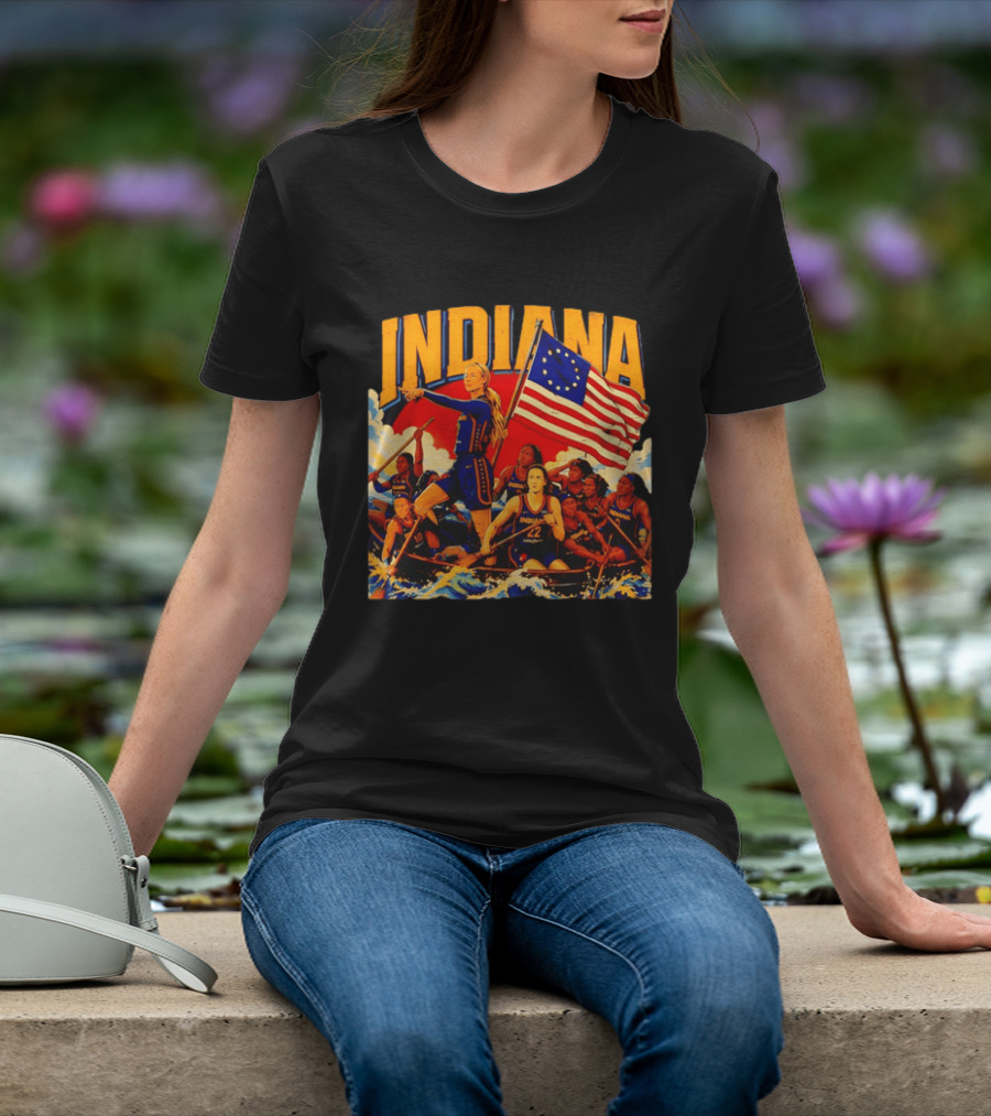 Indiana Basketball Team Sophie Cunningham Crossing The Delaware Flag T-Shirt