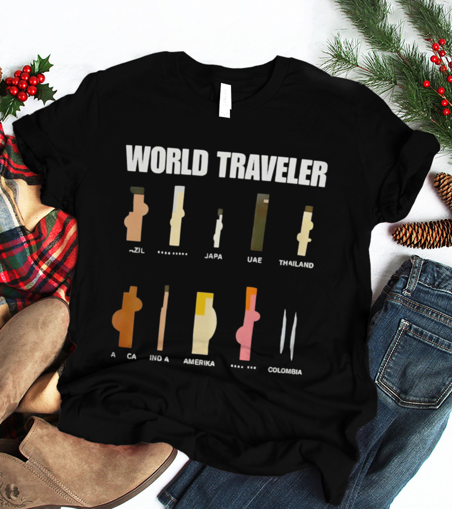 World Traveler Brazil Japan UAE Thailand Africa India America Colombia 2026 T-Shirt