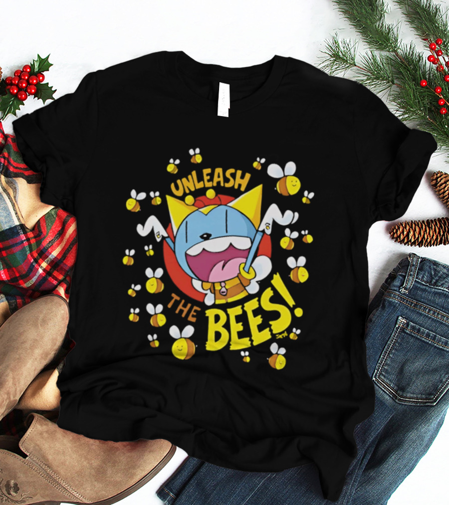 Unleash The Bees Looshkin Cartoon Character Honeycombs T-Shirt