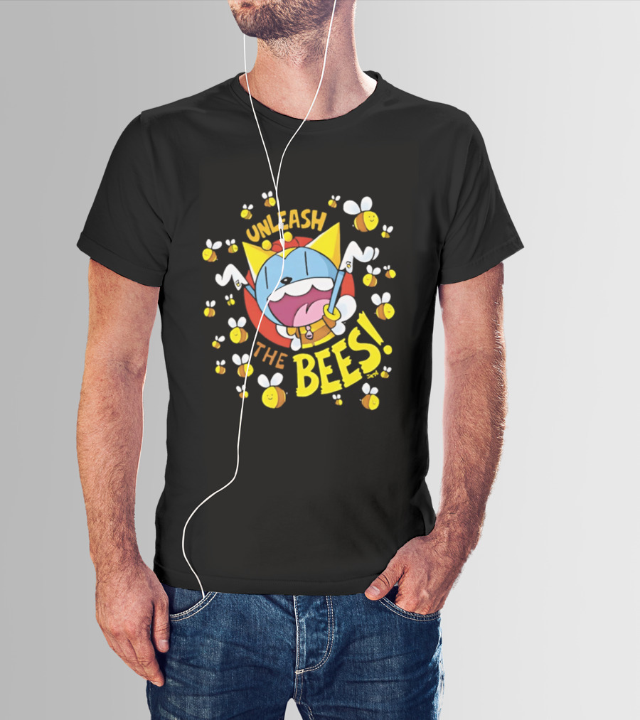 Unleash The Bees Looshkin Cartoon Character Honeycombs T-Shirt