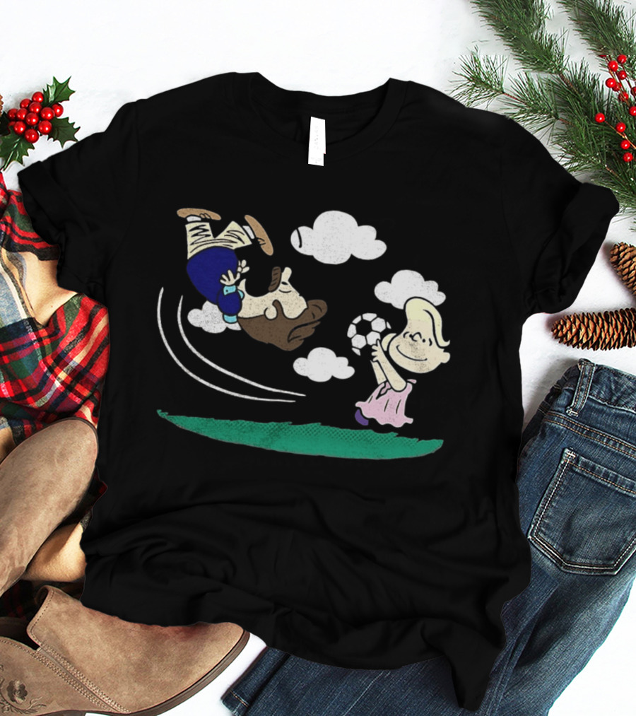 Ted And Rebecca Lucy Van Pelt Lassonuts Peanuts Football Kick T-Shirt