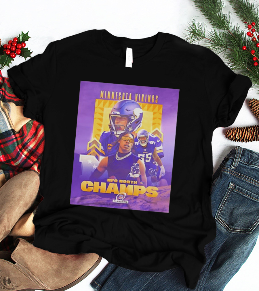 Minnesota Vikings NFC North Champs 2022 Playoffs Celebration T-Shirt