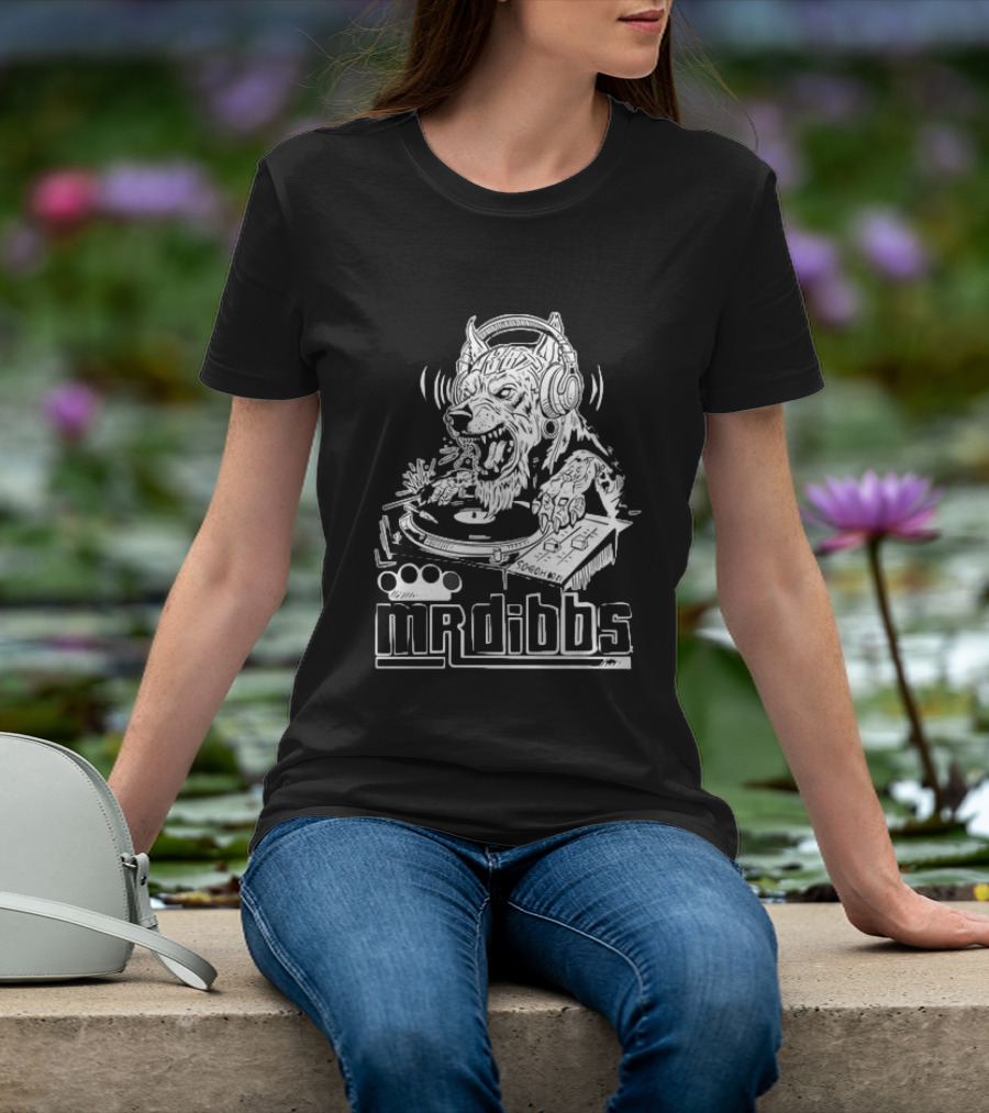 Mr Dibbs Werewolf DJ Sound Wave Technics 1200 Turntable T-Shirt