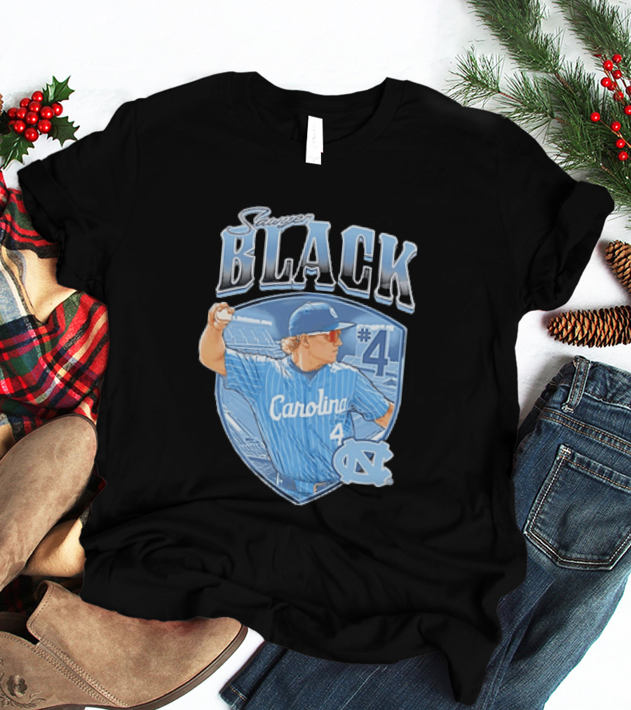 Sawyer Black Carolina Tar Heels #4 Baseball Player T-Shirt