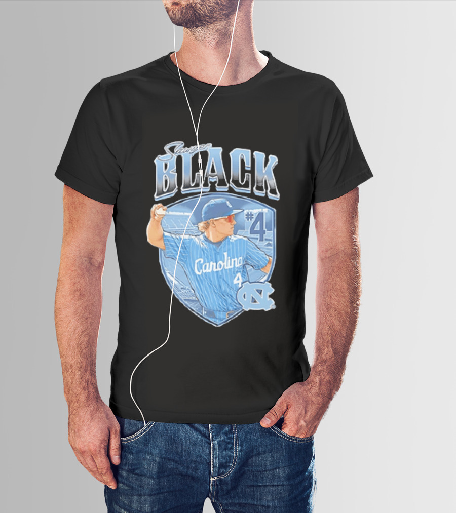 Sawyer Black Carolina Tar Heels #4 Baseball Player T-Shirt