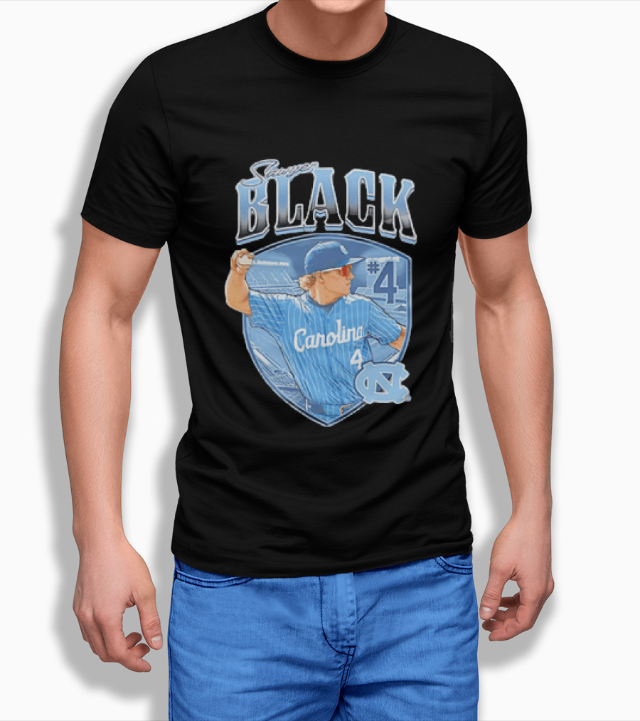 Sawyer Black Carolina Tar Heels #4 Baseball Player T-Shirt