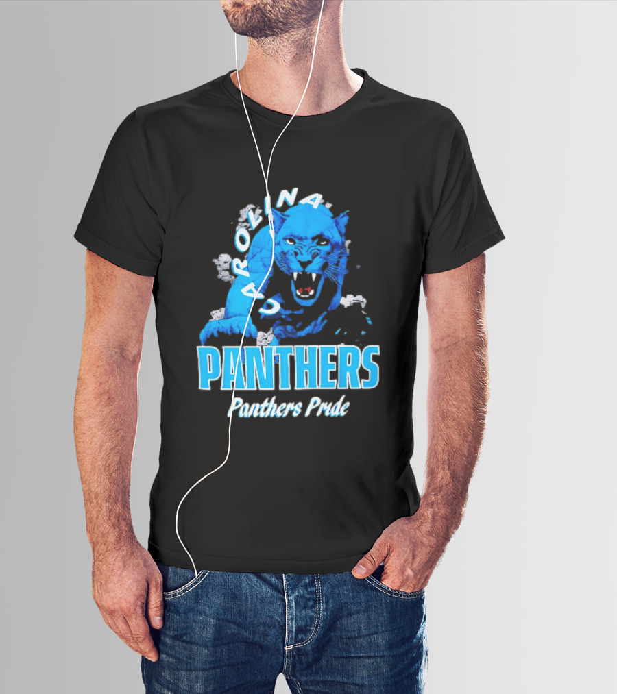 Carolina Panthers Pride Charging Forward Fierce Blue Panther T-Shirt