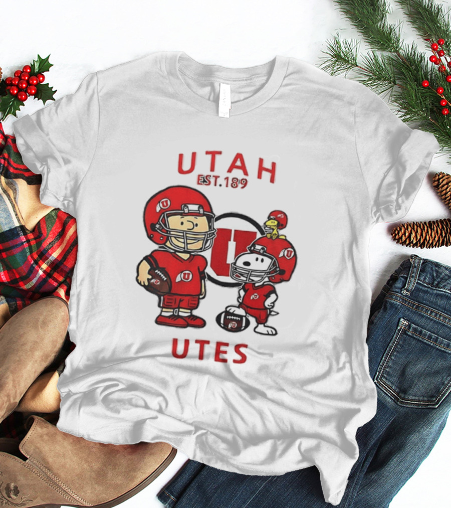 Charlie Brown Snoopy Woodstock Utah Utes EST 1892 Football Team T-Shirt
