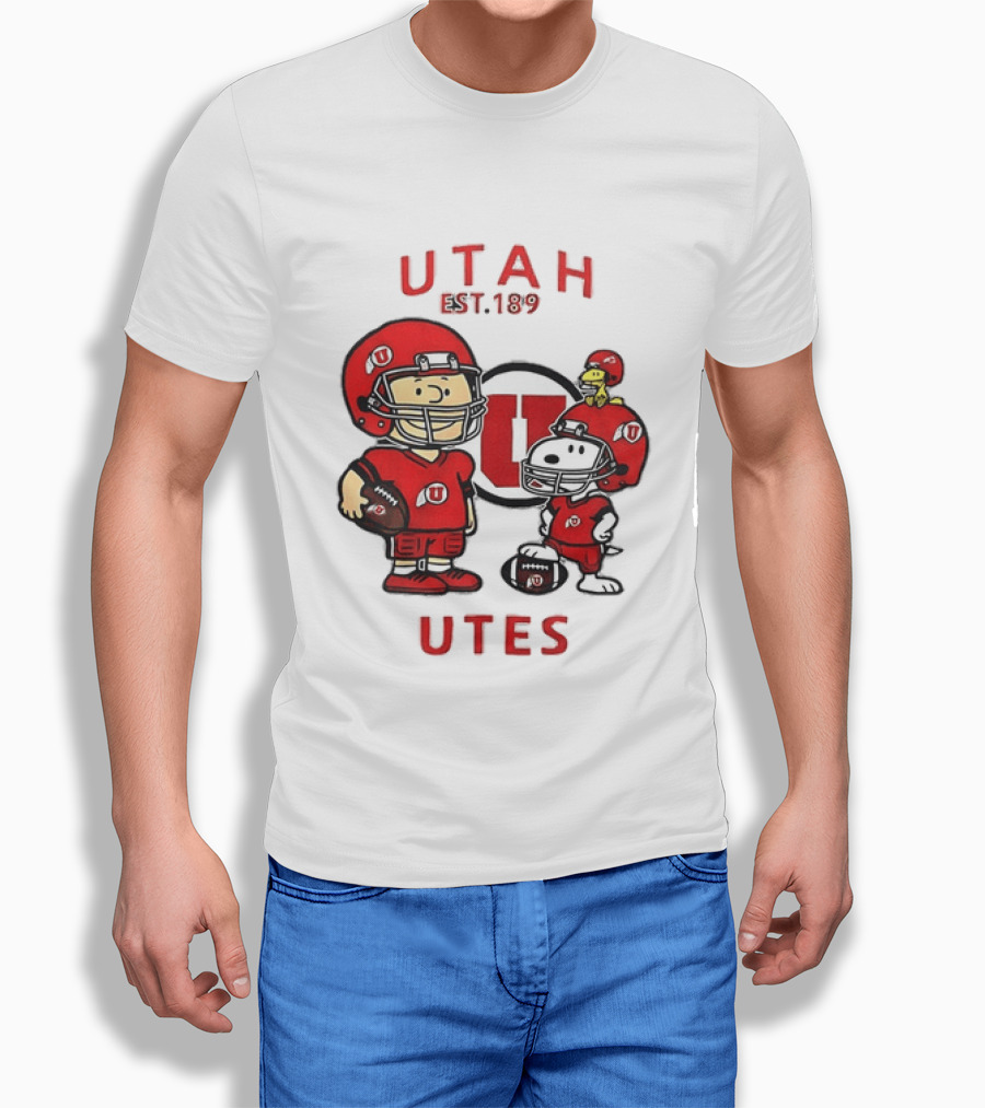 Charlie Brown Snoopy Woodstock Utah Utes EST 1892 Football Team T-Shirt