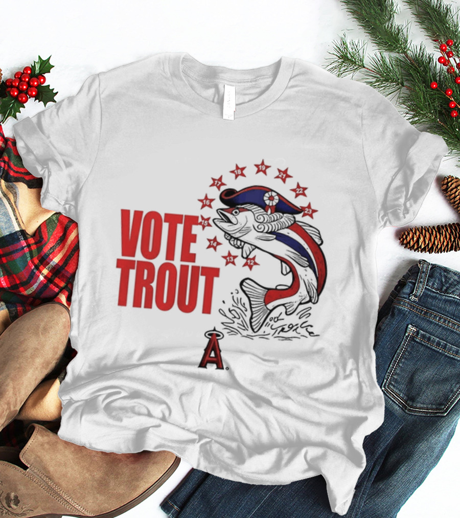 Los Angeles Angels Vote Trout Red Blue Star Fish T-Shirt