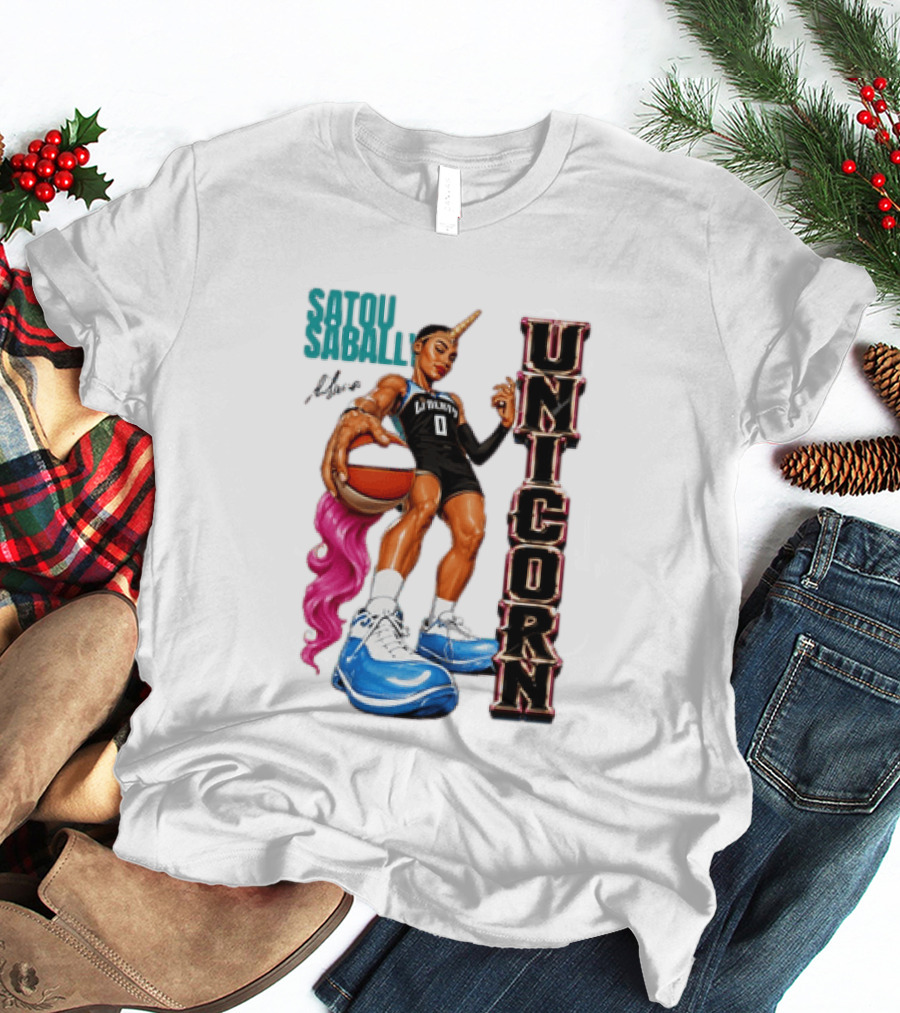 Satou Sabally New York Liberty Unicorn Basketball Player With Ball T-Shirt