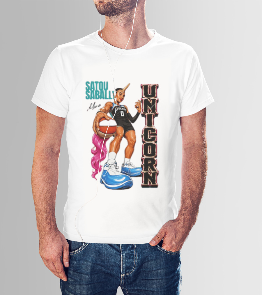 Satou Sabally New York Liberty Unicorn Basketball Player With Ball T-Shirt
