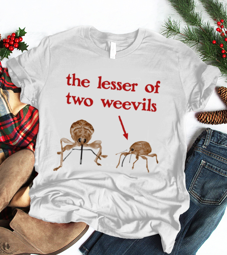 The Lesser Of Two Weevils Insect Pun With Two Illustrated Bugs T-Shirt