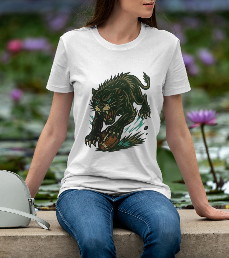 Panther Rushing Football Athletic Team Dynamic Action T-Shirt