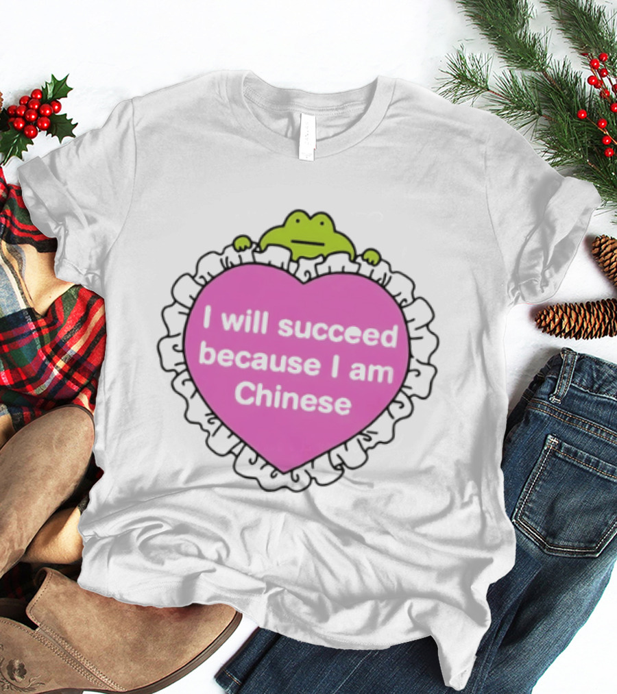 I Will Succeed Because I Am Chinese Pink Heart Frog T-Shirt