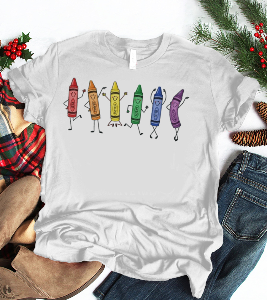 Red Orange Yellow Green Blue Violet Crayon Colors Characters T-Shirt