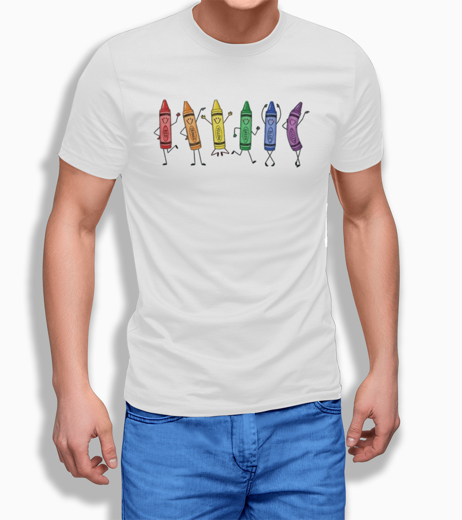 Red Orange Yellow Green Blue Violet Crayon Colors Characters T-Shirt