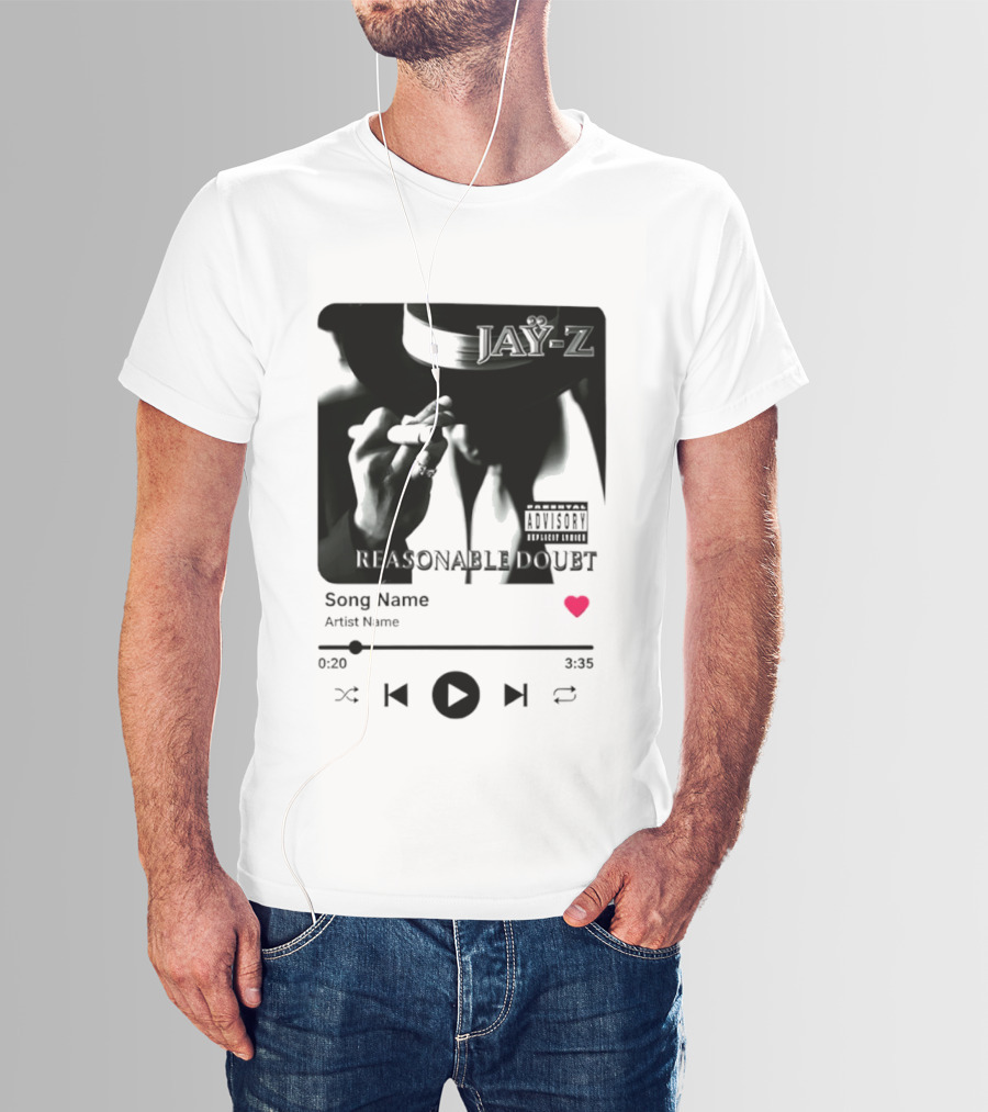 Jay Z Reasonable Doubt Song Name Artist Name Parental Advisory Explicit Content Iconic Album Cover T-Shirt