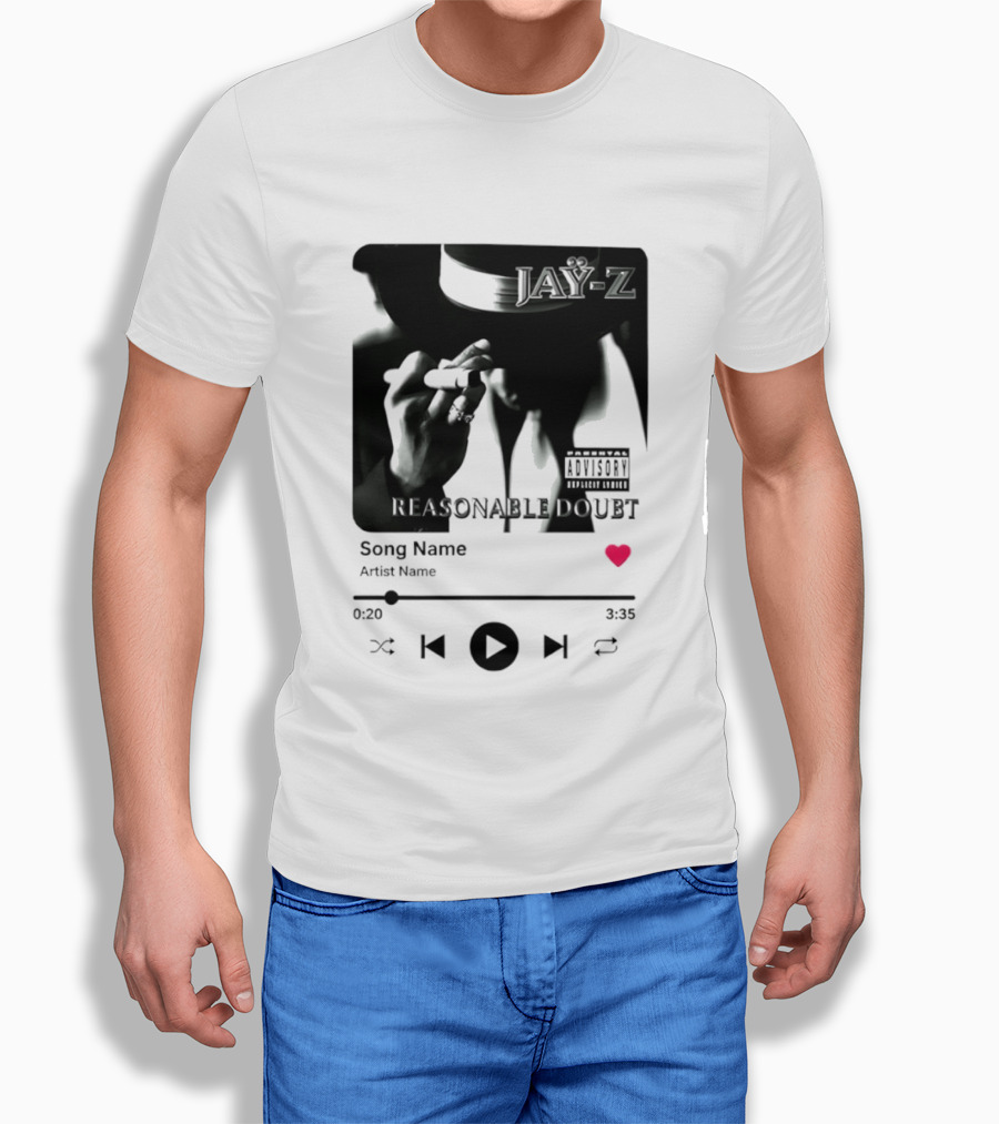 Jay Z Reasonable Doubt Song Name Artist Name Parental Advisory Explicit Content Iconic Album Cover T-Shirt