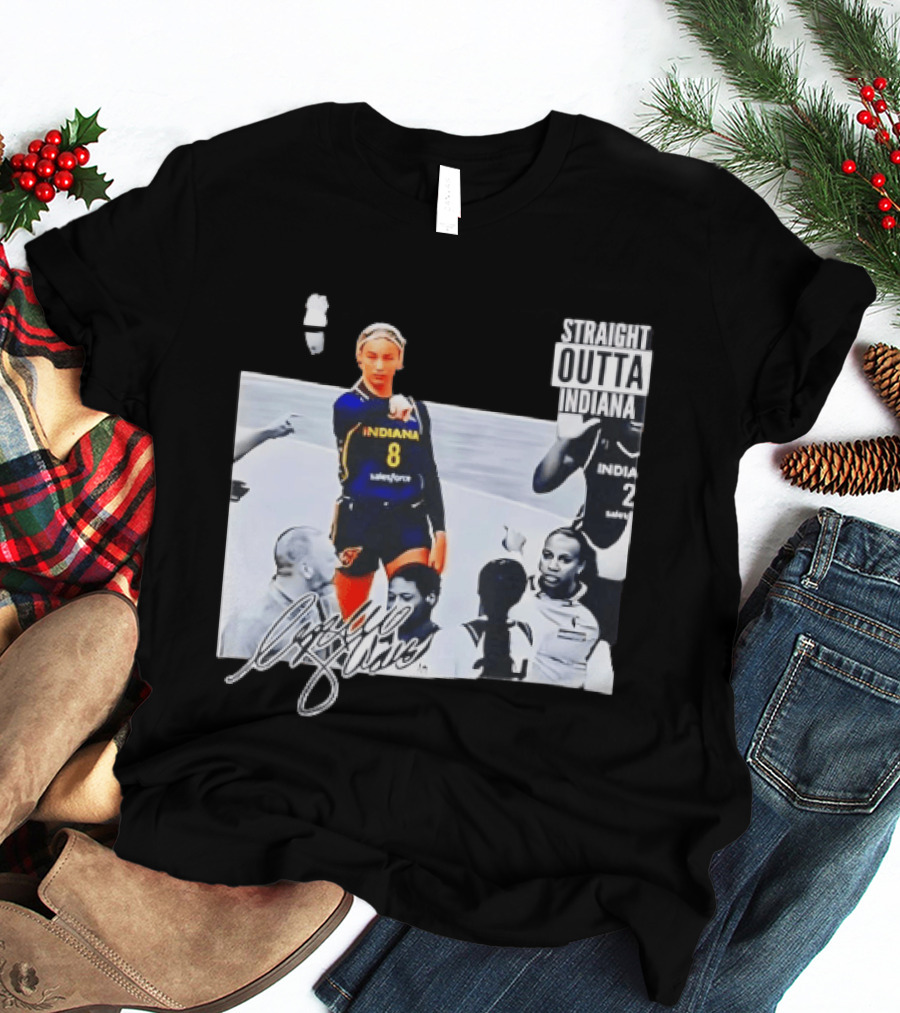 Caitlin Clark Pointing Indiana Fever Basketball Player Straight Outta Indiana T-Shirt