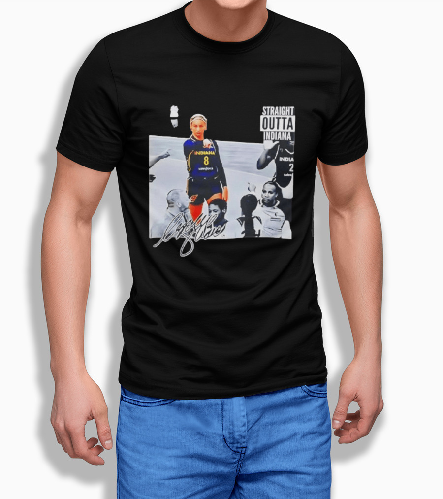 Caitlin Clark Pointing Indiana Fever Basketball Player Straight Outta Indiana T-Shirt