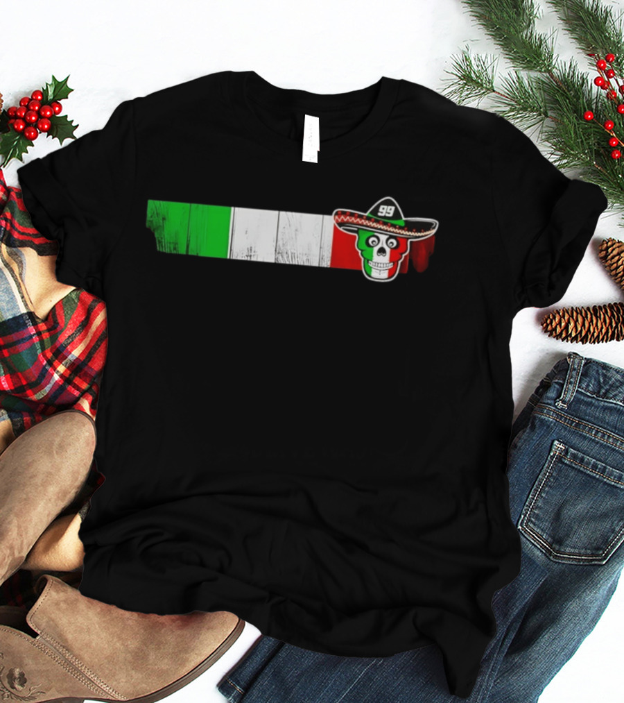 Daniel Suarez 99 Skull Sombrero Mexican Flag T-Shirt