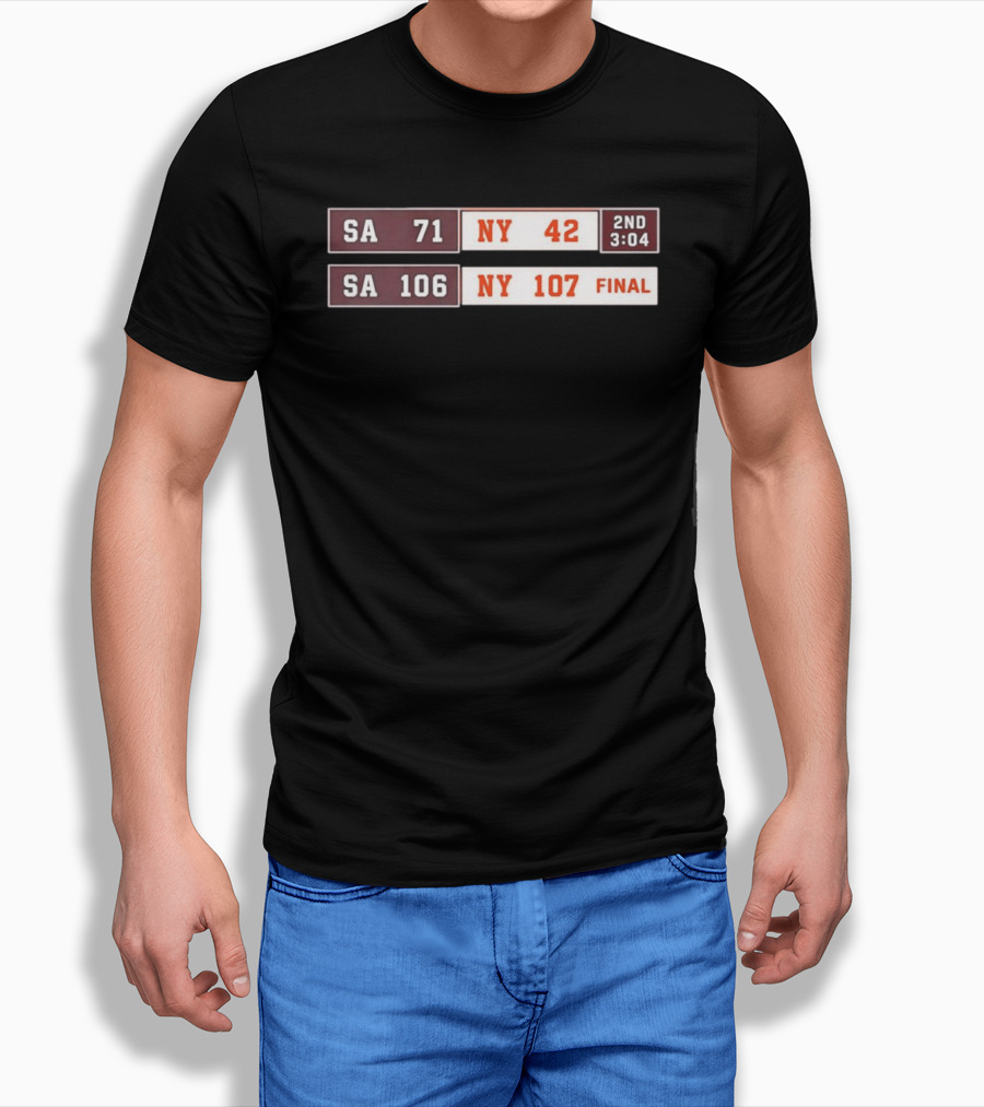 SA 71 To 42 NY Basketball Comeback 107 To 106 Final Scoreboard T-Shirt