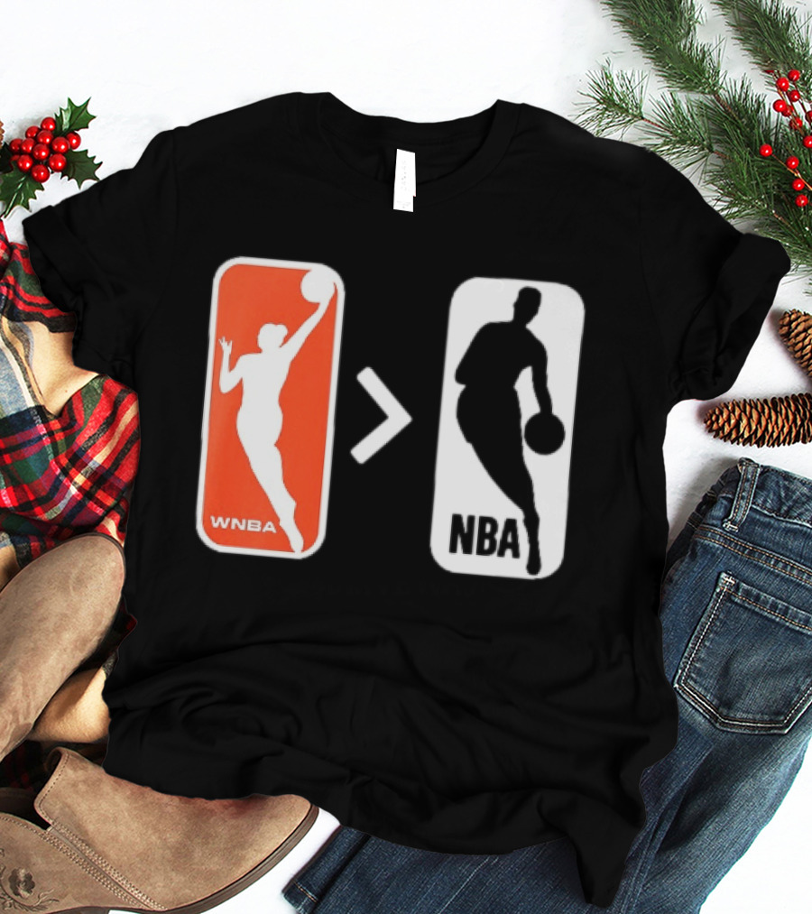 WNBA Logo Greater Than NBA Logo Comparison T-Shirt