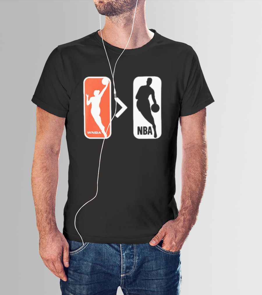 WNBA Logo Greater Than NBA Logo Comparison T-Shirt