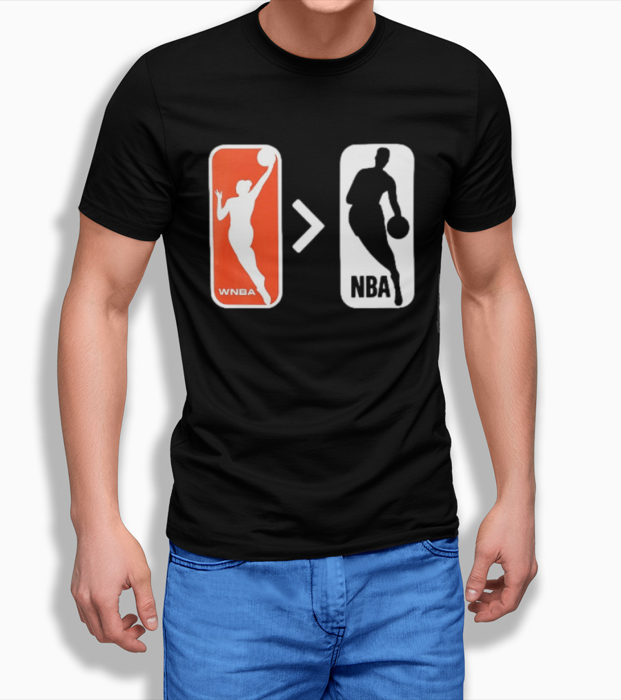 WNBA Logo Greater Than NBA Logo Comparison T-Shirt