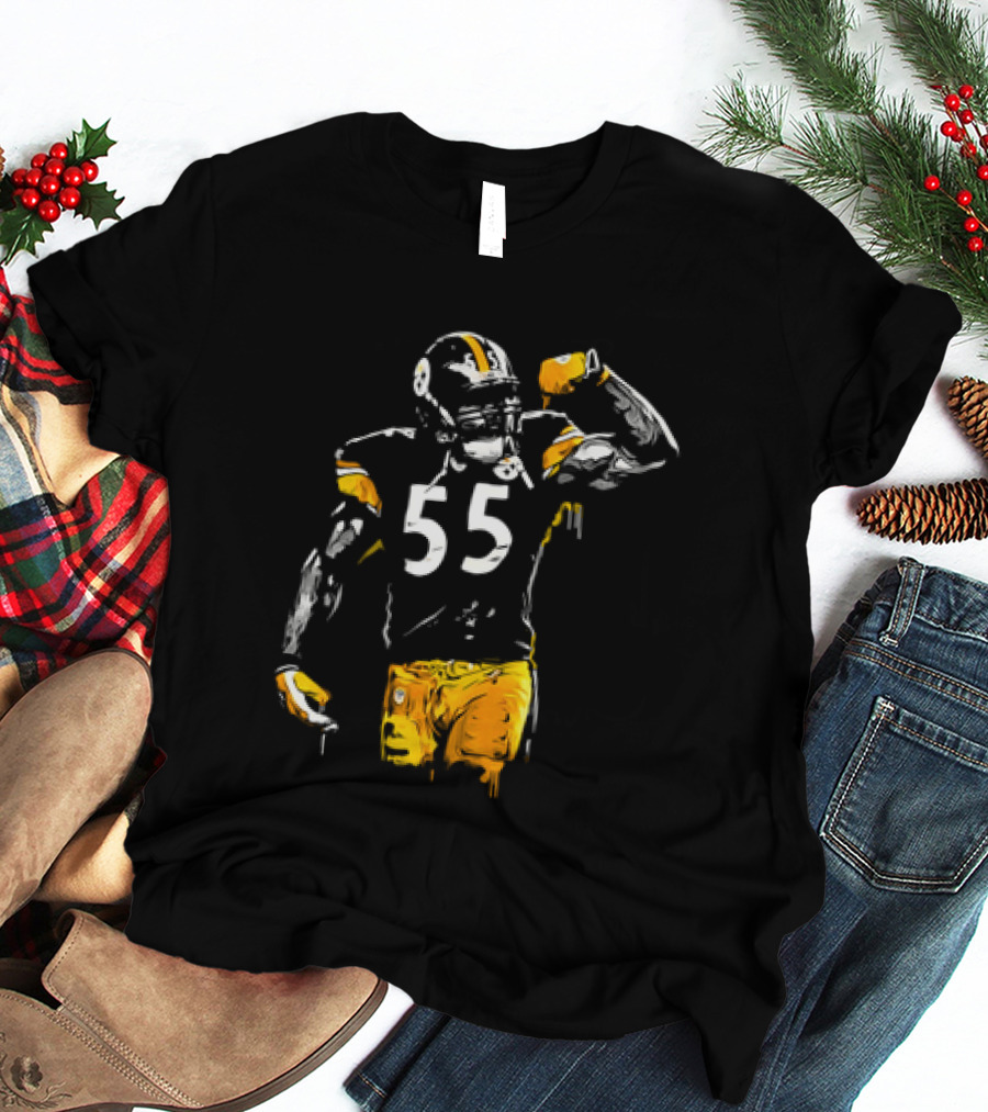 Pittsburgh Steelers Number 55 Football Player Drip T-Shirt