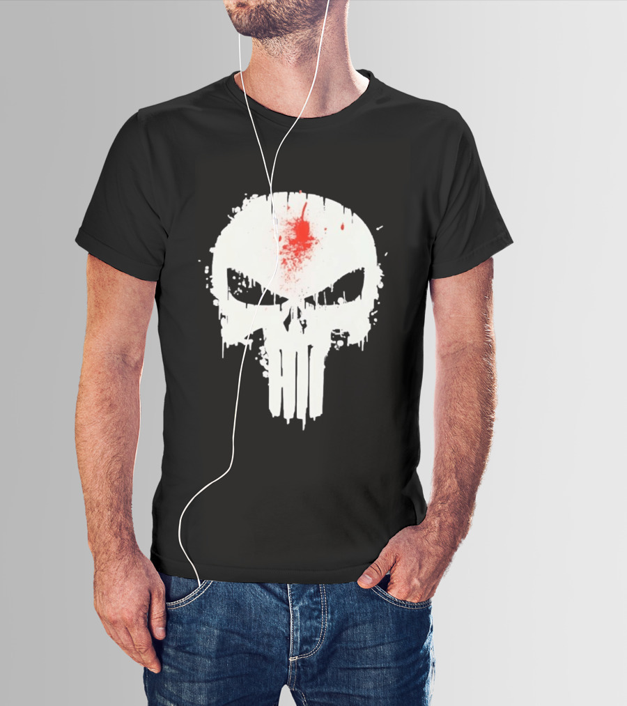 Punisher Skull Bleeding Head Shot T-Shirt