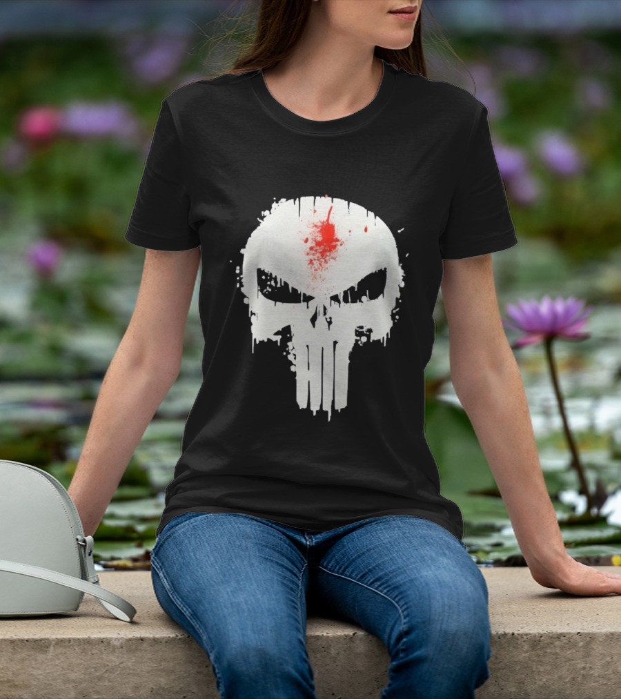Punisher Skull Bleeding Head Shot T-Shirt