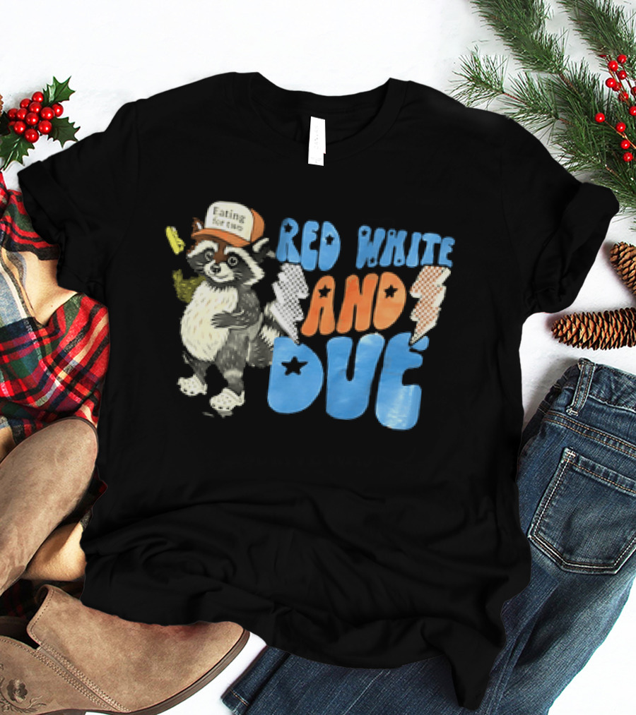 Red White And Due Raccoon Eating For Two T-Shirt