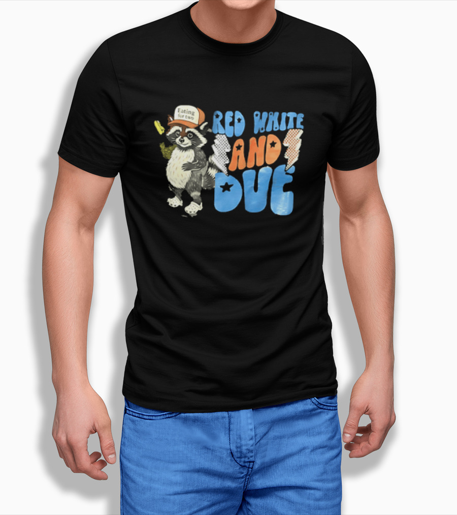 Red White And Due Raccoon Eating For Two T-Shirt