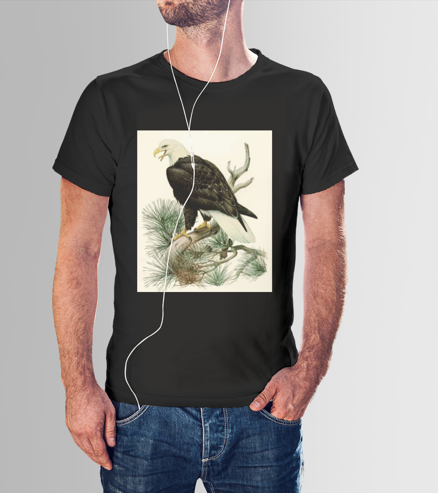 Roger Tory Peterson Bald Eagle Illustration On Stone Background 2026 T-Shirt