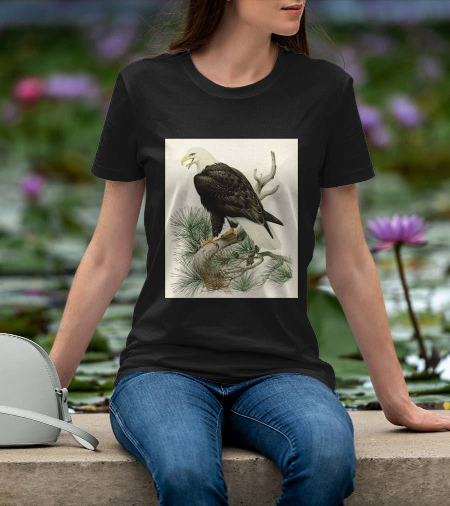 Roger Tory Peterson Bald Eagle Illustration On Stone Background 2026 T-Shirt