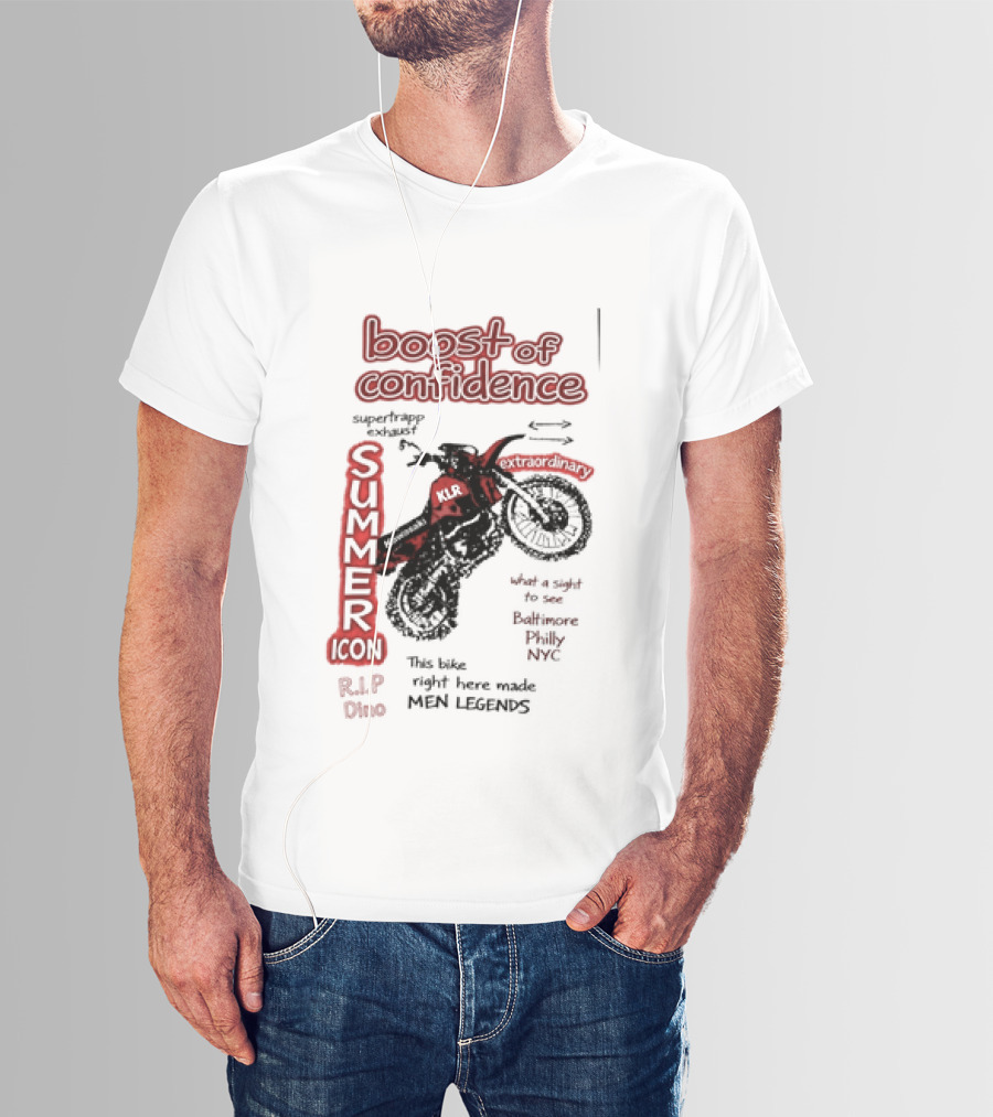 Boost Of Confidence Kawasaki KLR Summer Icon RIP Dino Men Legends T-Shirt