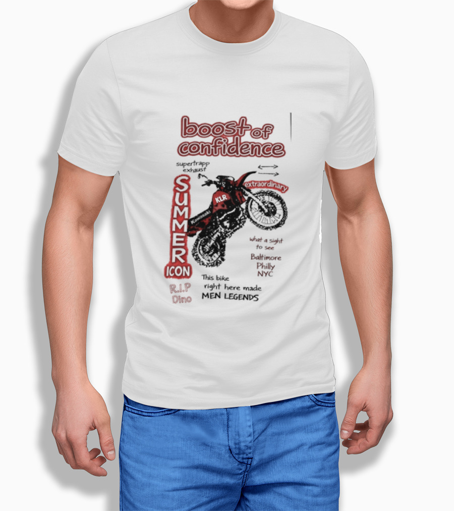 Boost Of Confidence Kawasaki KLR Summer Icon RIP Dino Men Legends T-Shirt