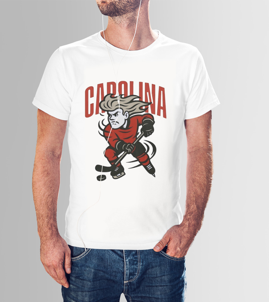 Carolina Hockey Action Figure Skating Puck Player T-Shirt