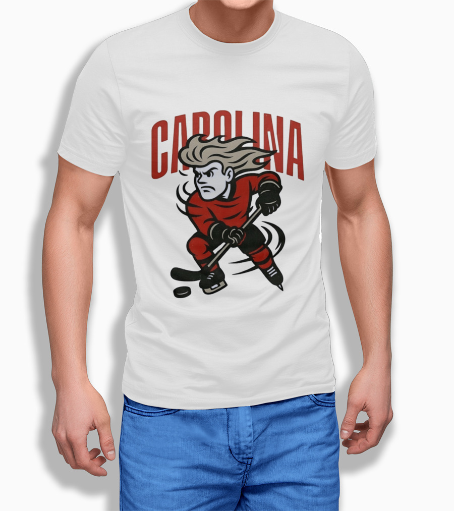 Carolina Hockey Action Figure Skating Puck Player T-Shirt