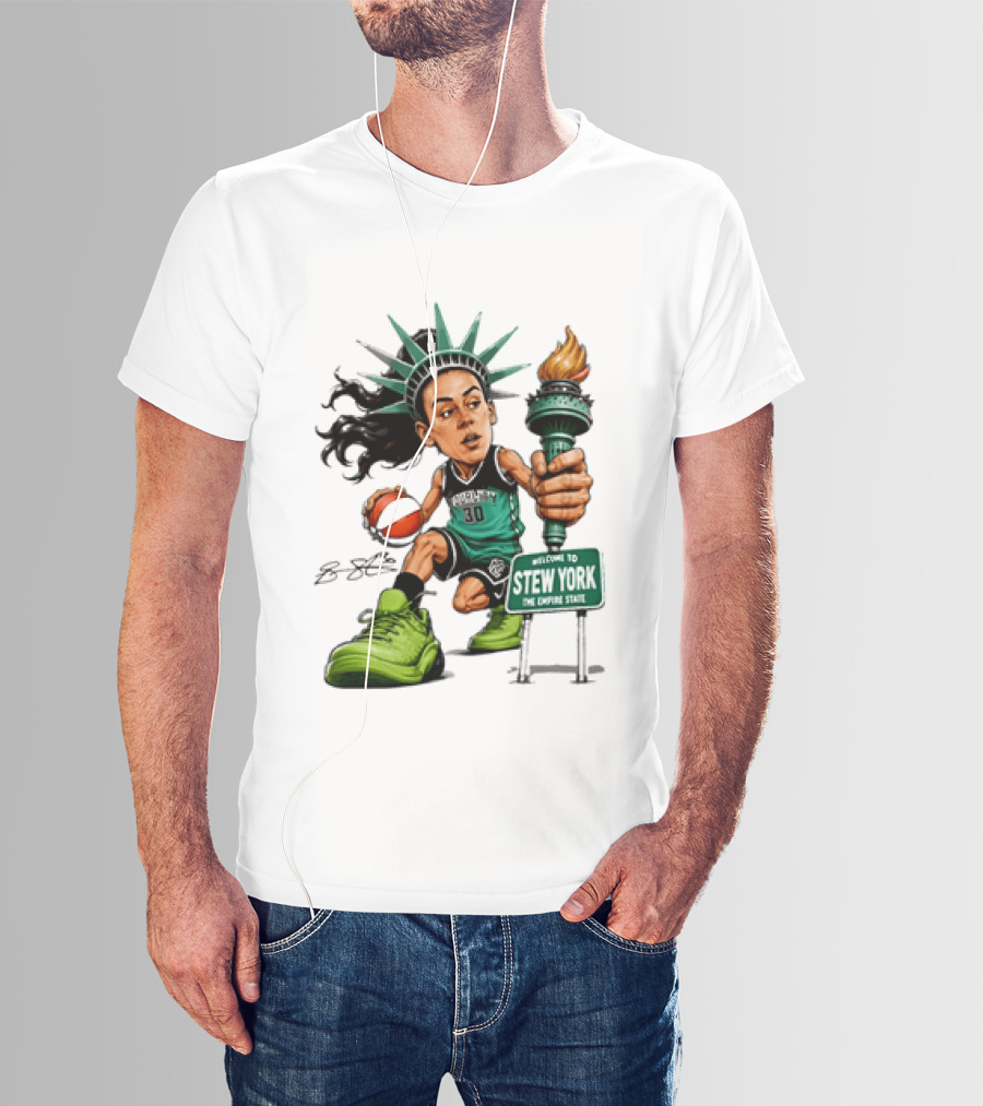 New York Liberty Breanna Stewart Stew York Torch Statue Basketball T-Shirt