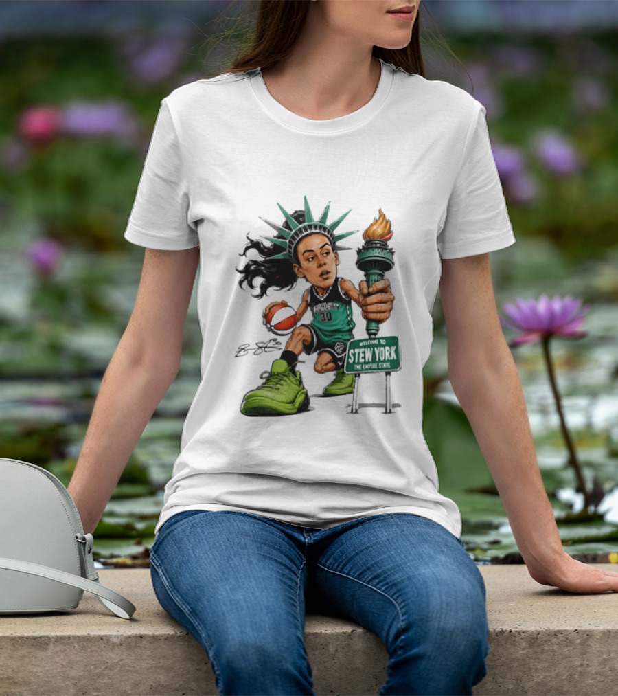 New York Liberty Breanna Stewart Stew York Torch Statue Basketball T-Shirt
