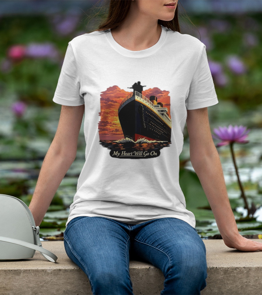 Titanic Sunset Scene My Heart Will Go On Jack And Rose T-Shirt