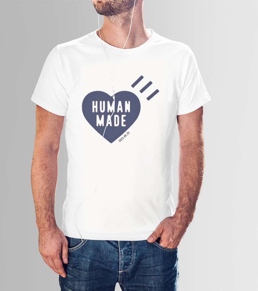 Daily Human Made Heart Motif With Three Stripes And Dry Alls T-Shirt
