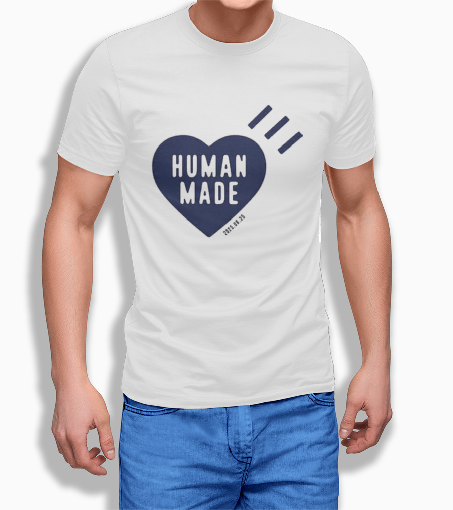 Daily Human Made Heart Motif With Three Stripes And Dry Alls T-Shirt