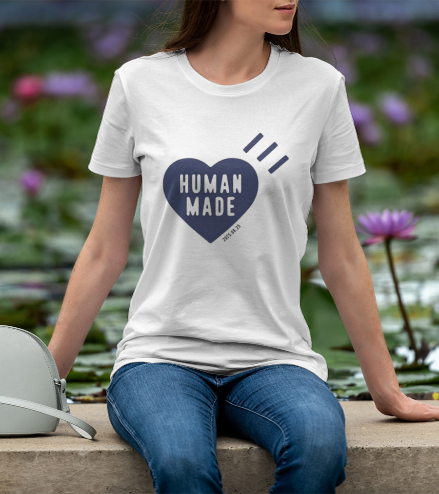 Daily Human Made Heart Motif With Three Stripes And Dry Alls T-Shirt