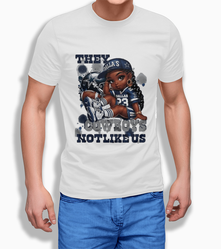 Dallas Cowboys They Not Like Us Black Girl 23 Jersey Football Fan T-Shirt